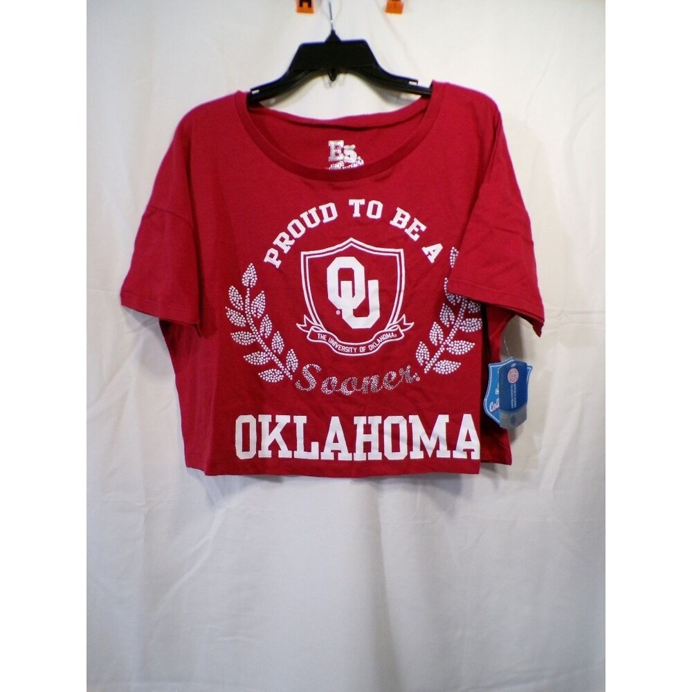 E5 College Classics Women's Cropped OU Oklahoma Sooners Red T-Shirt L